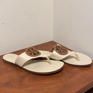 Tory Burch Louisa Thong, Vanilla Cream & New Tan, 9.5